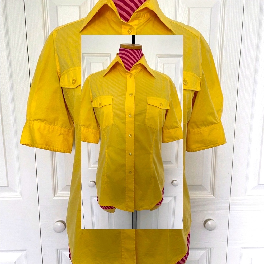 Lemon Colored Button Down Blouse - image 1